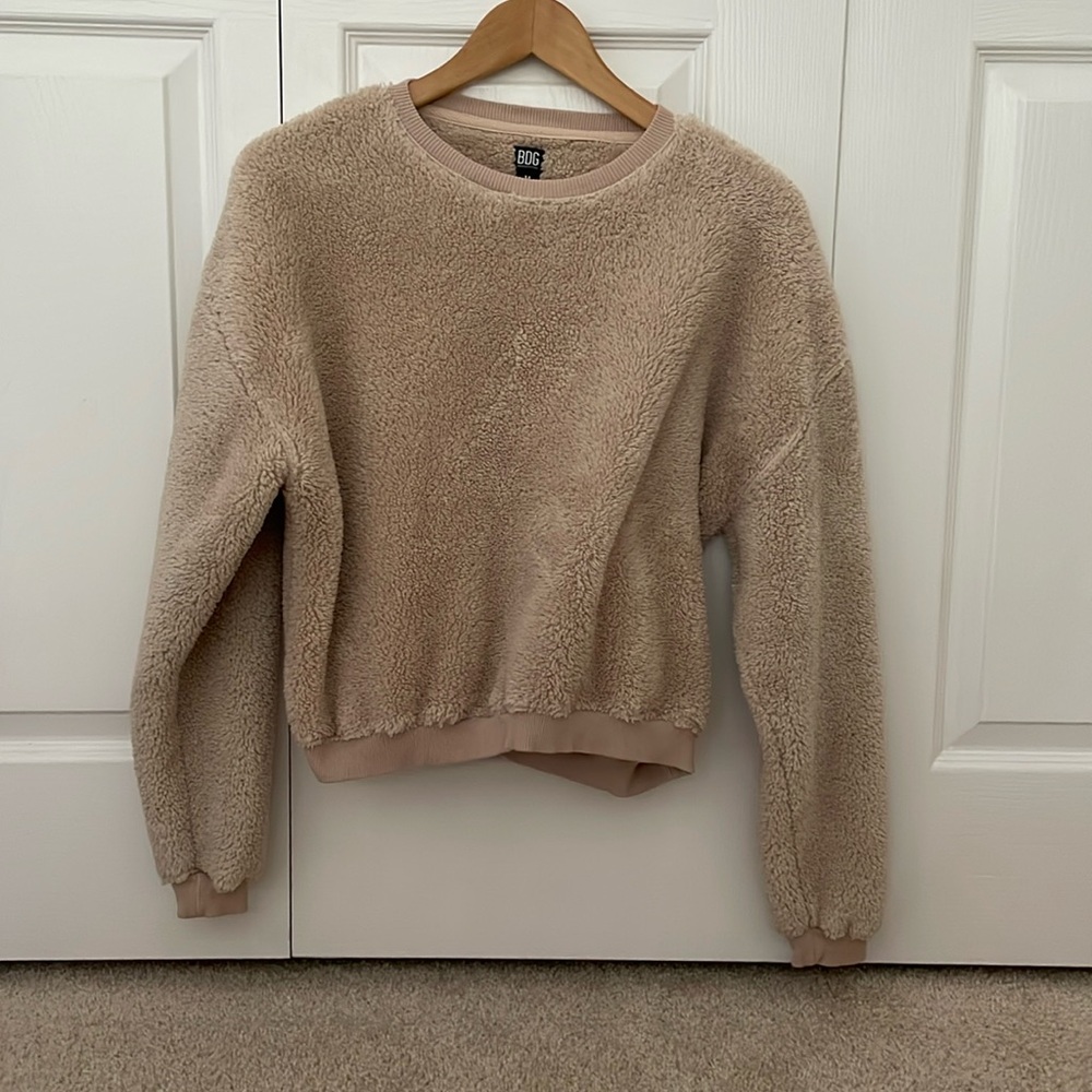 Urban Outfitters BDG Tan Sherpa Cinch Crop Top